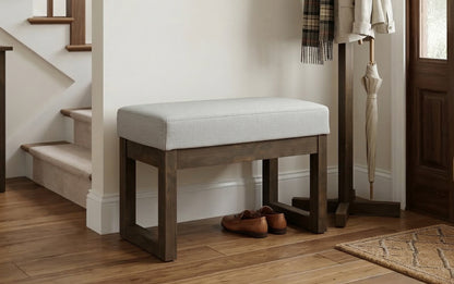 Light Stone Grey Linen Style Fabric | Milltown Small Ottoman Bench in Linen