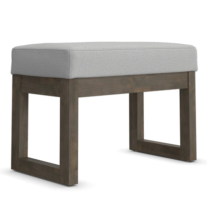 Light Stone Grey Linen Style Fabric | Milltown Small Ottoman Bench in Linen