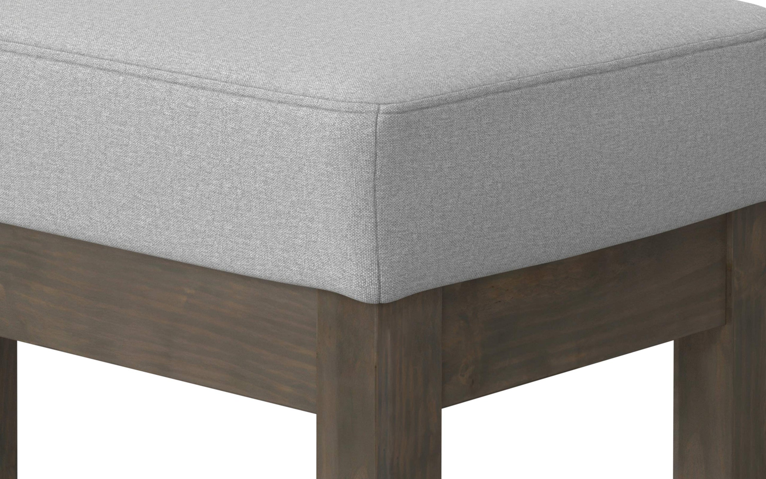 Light Stone Grey Linen Style Fabric | Milltown Small Ottoman Bench in Linen