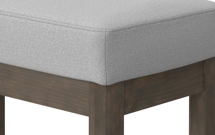 Light Stone Grey Linen Style Fabric | Milltown Small Ottoman Bench in Linen