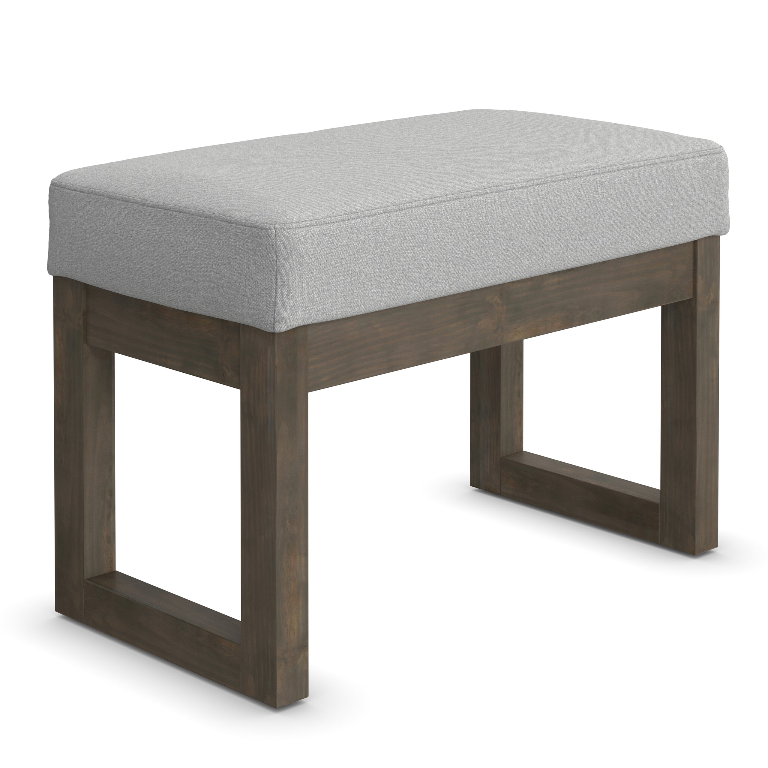 Light Stone Grey Linen Style Fabric | Milltown Small Ottoman Bench in Linen