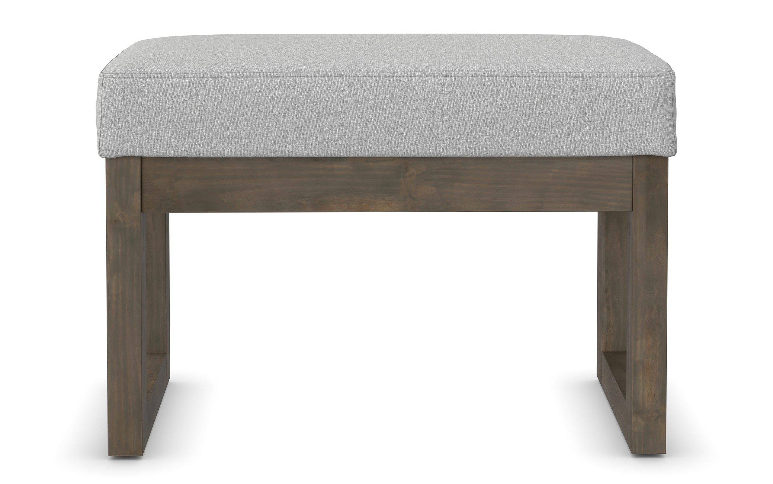 Light Stone Grey Linen Style Fabric | Milltown Small Ottoman Bench in Linen