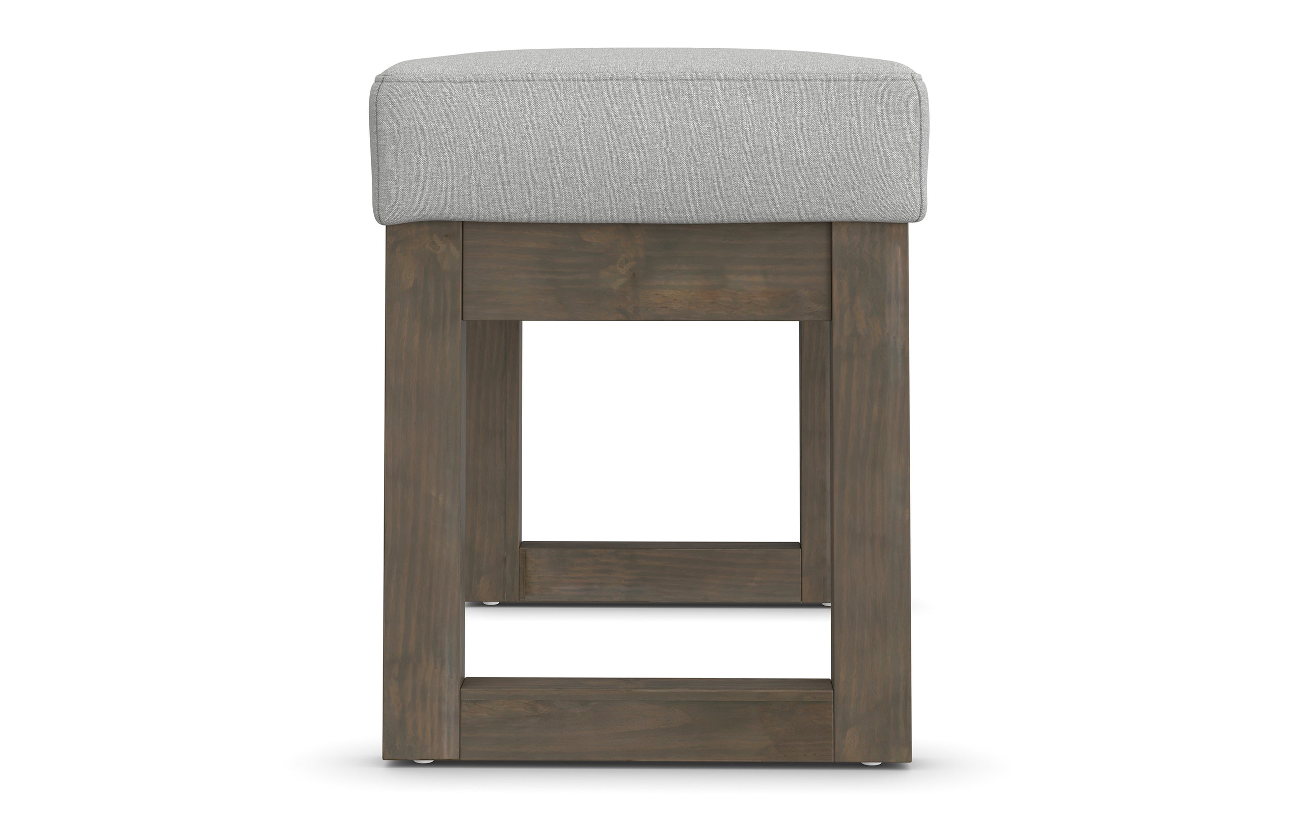 Light Stone Grey Linen Style Fabric | Milltown Small Ottoman Bench in Linen