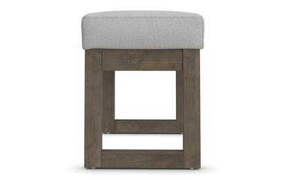Light Stone Grey Linen Style Fabric | Milltown Small Ottoman Bench in Linen
