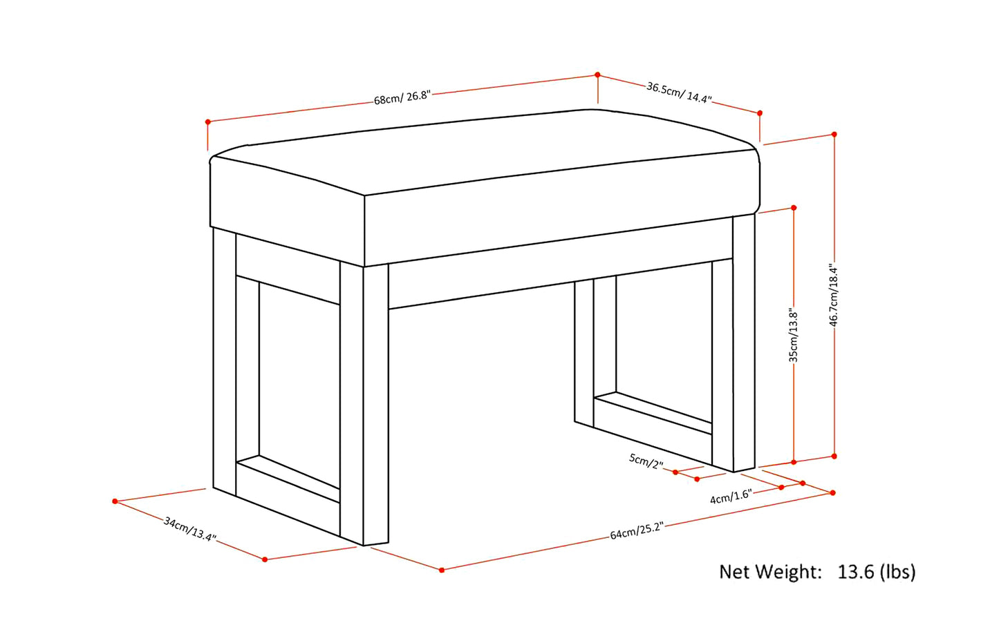 Platinum Tweed Style Fabric | Milltown Footstool Small Ottoman Bench