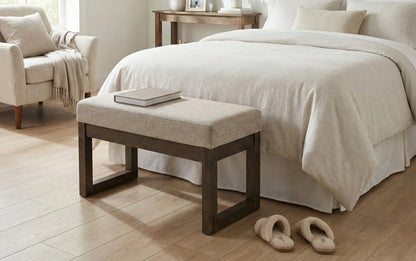 Platinum Tweed Style Fabric | Milltown Footstool Small Ottoman Bench