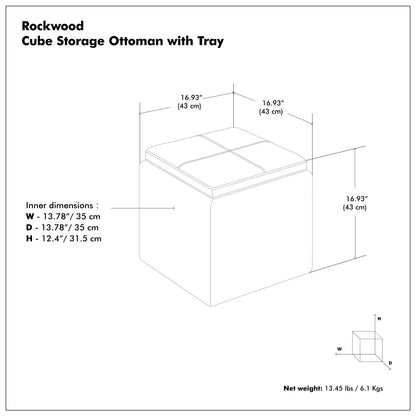 Cloud Grey Linen Style Fabric | Rockwood Cube Storage Ottoman in Linen