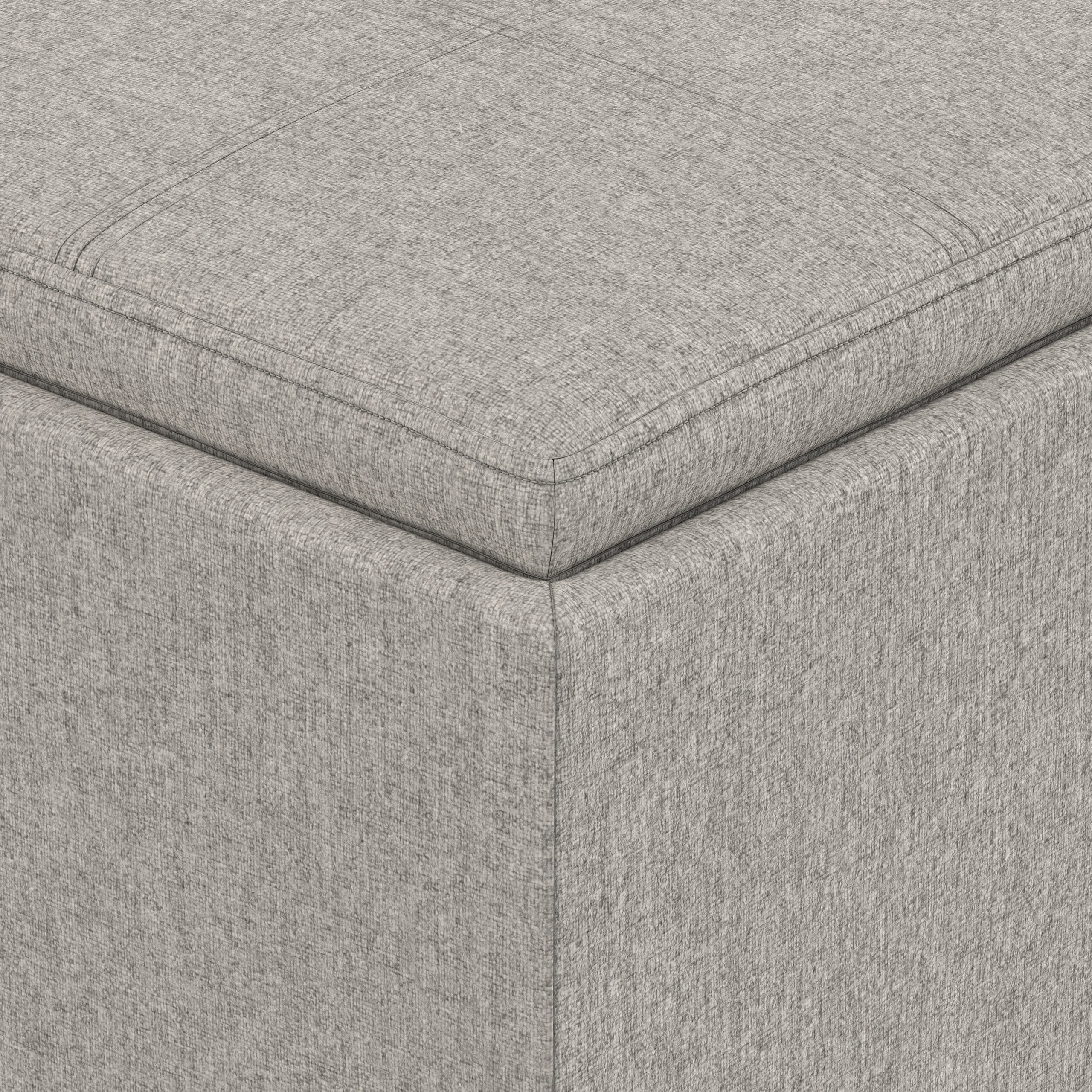 Cloud Grey Linen Style Fabric | Rockwood Cube Storage Ottoman in Linen