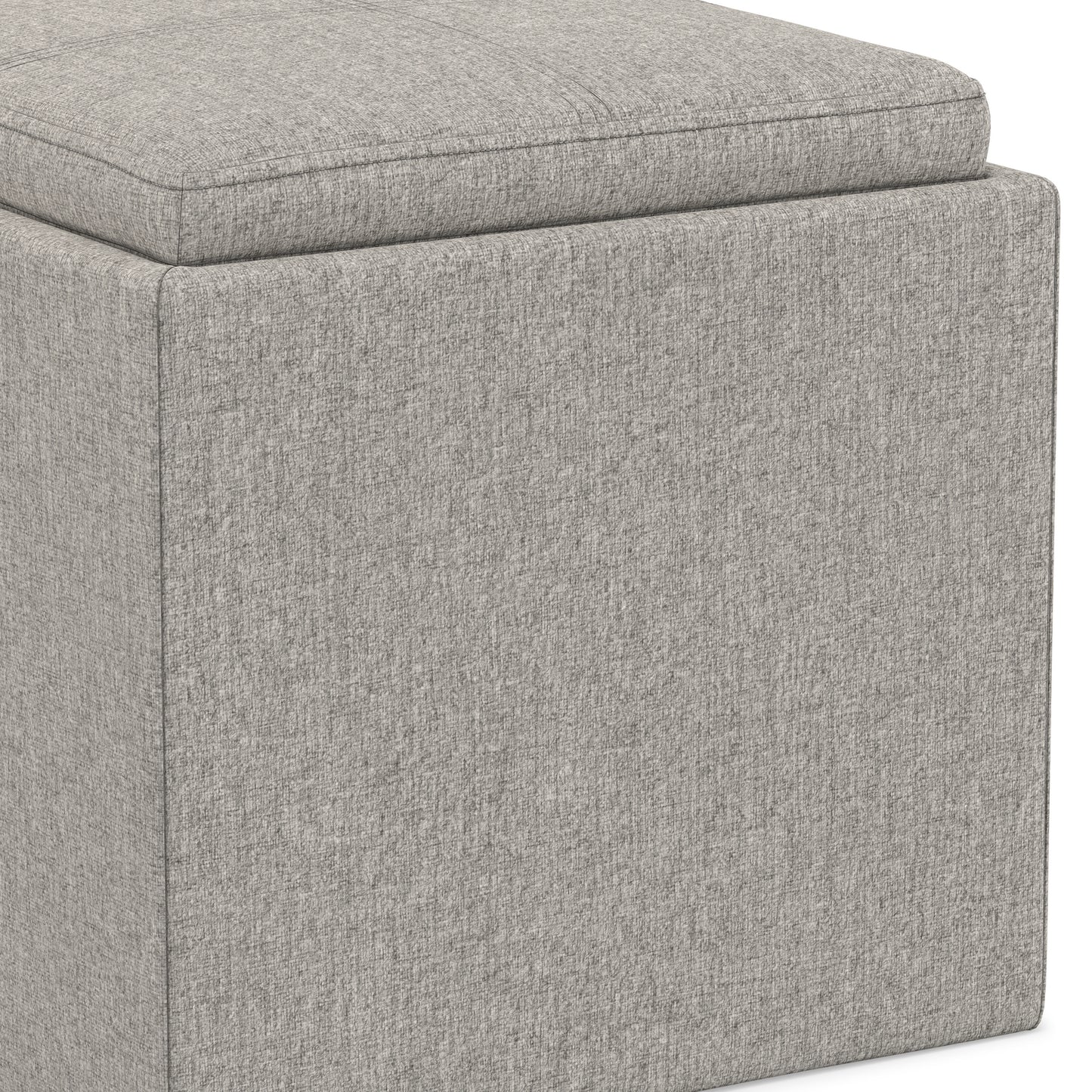 Cloud Grey Linen Style Fabric | Rockwood Cube Storage Ottoman in Linen