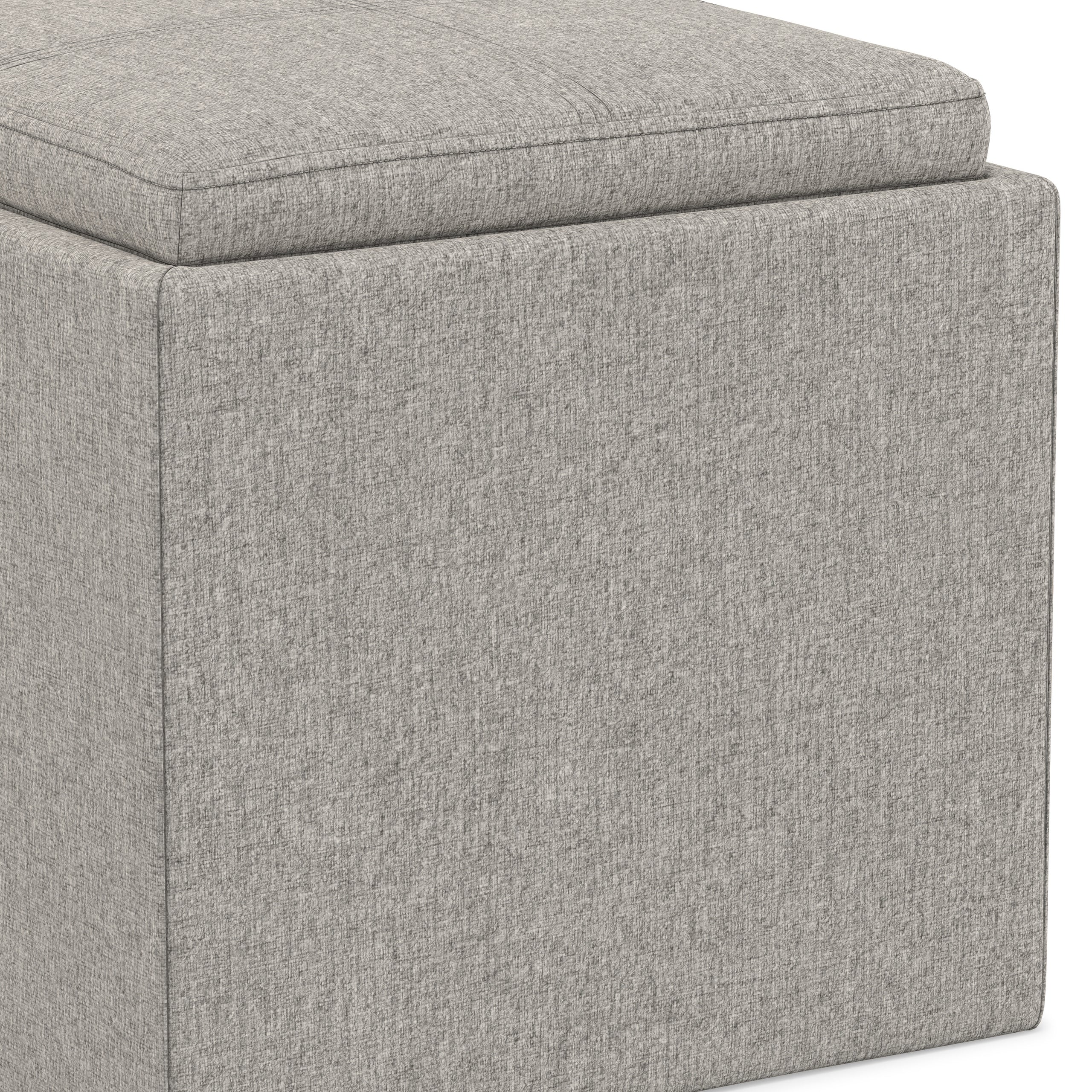 Cloud Grey Linen Style Fabric | Rockwood Cube Storage Ottoman in Linen
