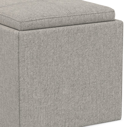 Cloud Grey Linen Style Fabric | Rockwood Cube Storage Ottoman in Linen