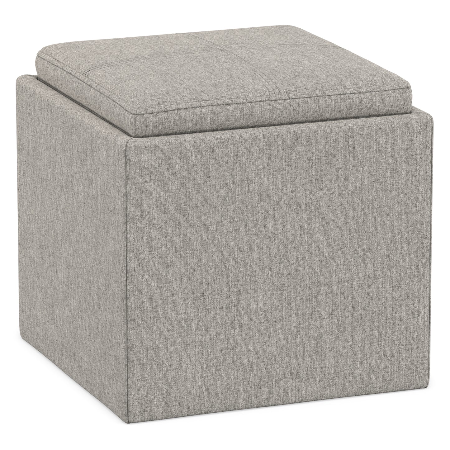 Cloud Grey Linen Style Fabric | Rockwood Cube Storage Ottoman in Linen