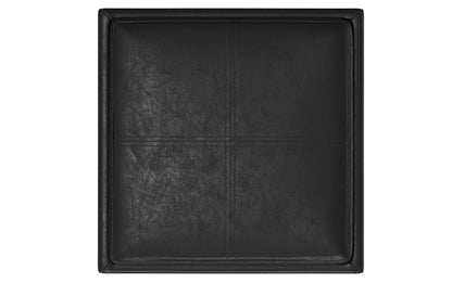 Distressed Black Distressed Vegan Leather | Rockwood Vegan Leather Cube Storage Ottoman with Tray