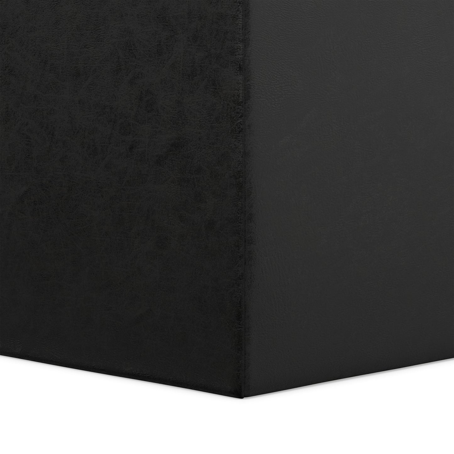 Distressed Black Distressed Vegan Leather | Rockwood Vegan Leather Cube Storage Ottoman with Tray