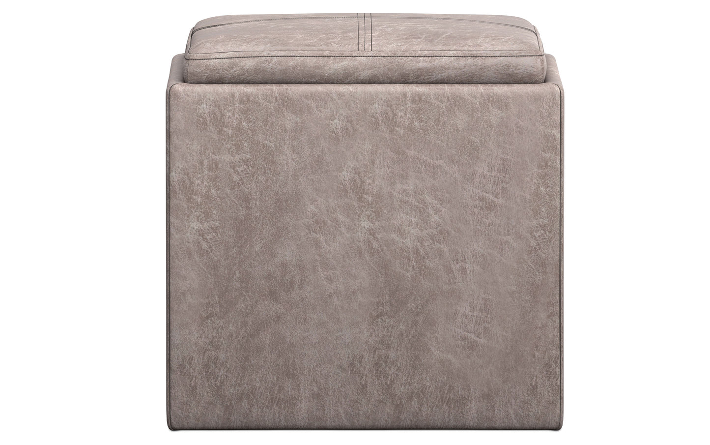 Rockwood Cube Storage Ottoman in Distressed Vegan Leather