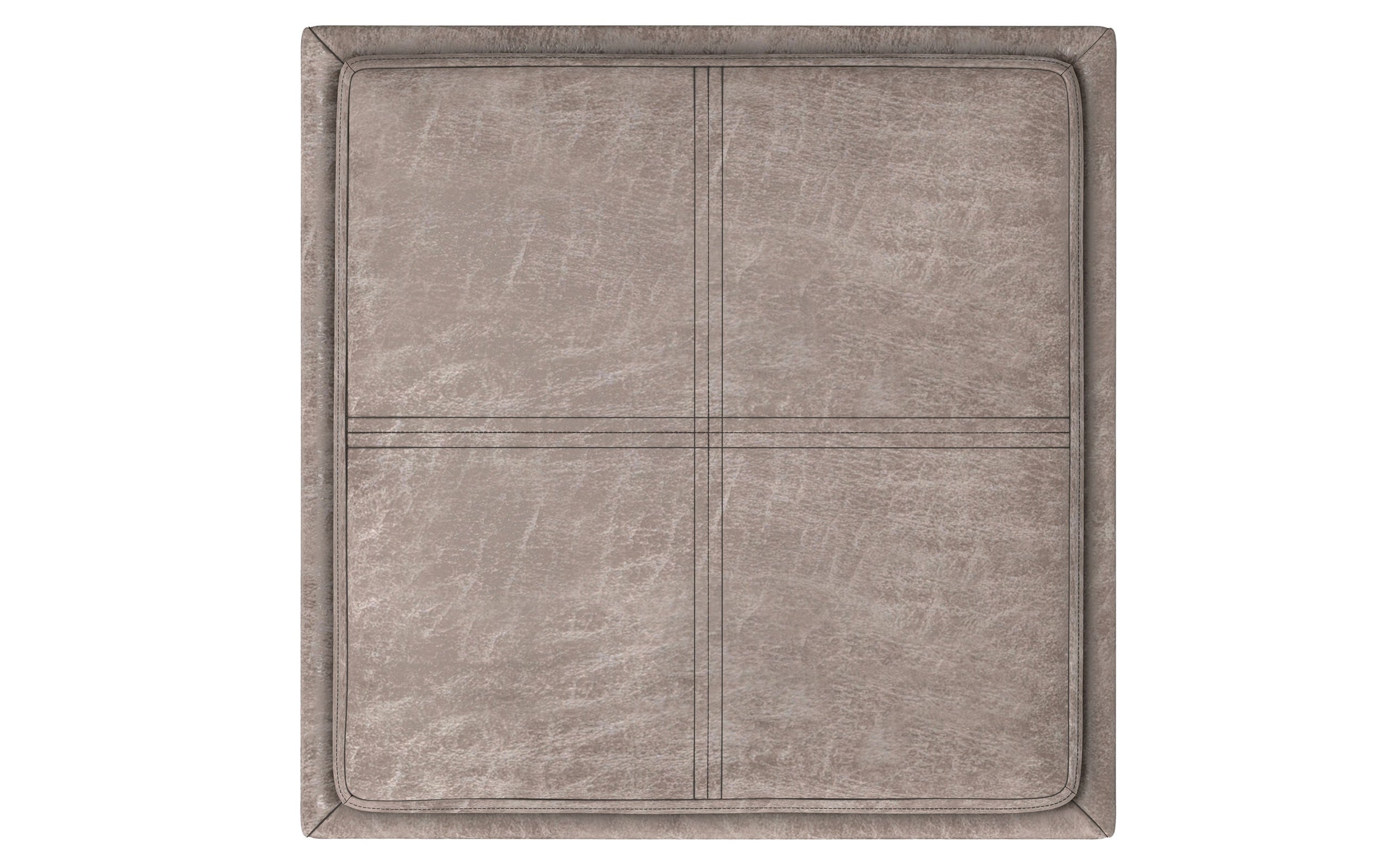 Distressed Grey Taupe Distressed Vegan Leather | Rockwood Vegan Leather Cube Storage Ottoman with Tray