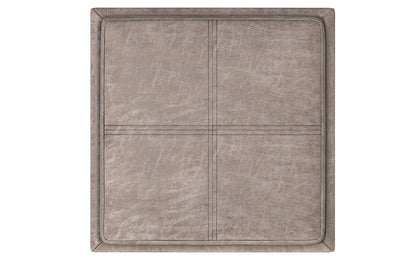 Distressed Grey Taupe Distressed Vegan Leather | Rockwood Vegan Leather Cube Storage Ottoman with Tray