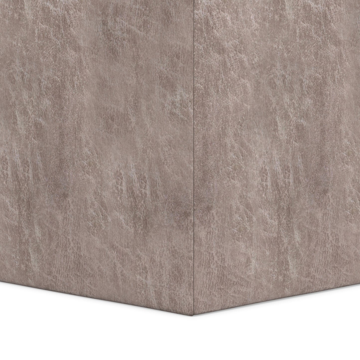 Distressed Grey Taupe Distressed Vegan Leather | Rockwood Vegan Leather Cube Storage Ottoman with Tray