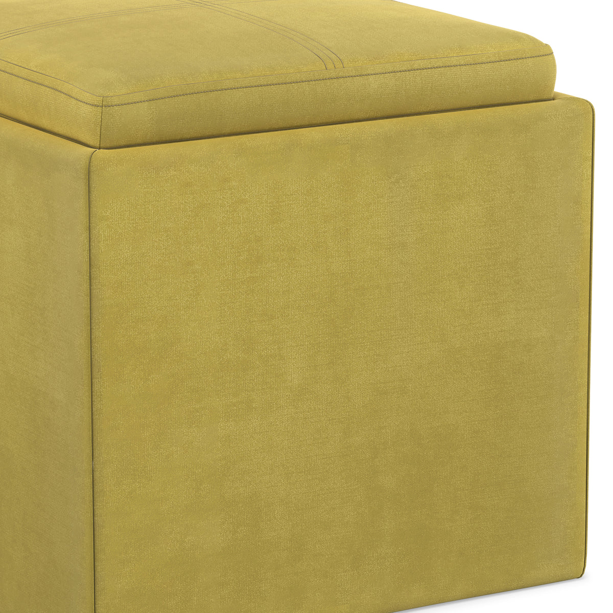 Rockwood Cube Storage Ottoman in Velvet Fabric