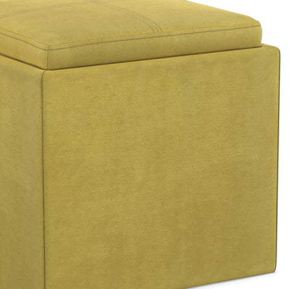 Rockwood Cube Storage Ottoman in Velvet Fabric