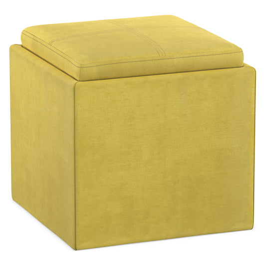 Rockwood Cube Storage Ottoman in Velvet Fabric