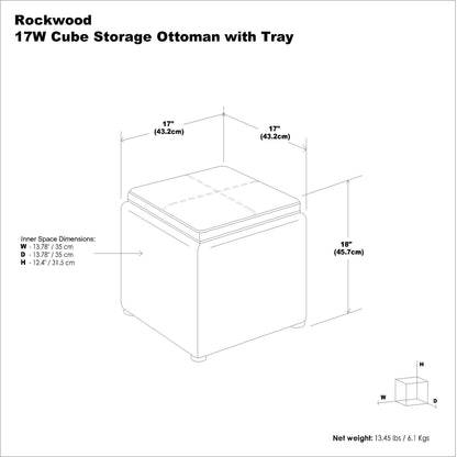 Platinum Linen Style Fabric | Rockwood Cube Storage Ottoman in Linen