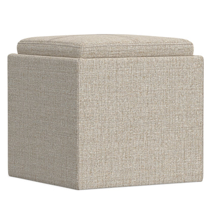 Platinum Linen Style Fabric | Rockwood Cube Storage Ottoman in Linen