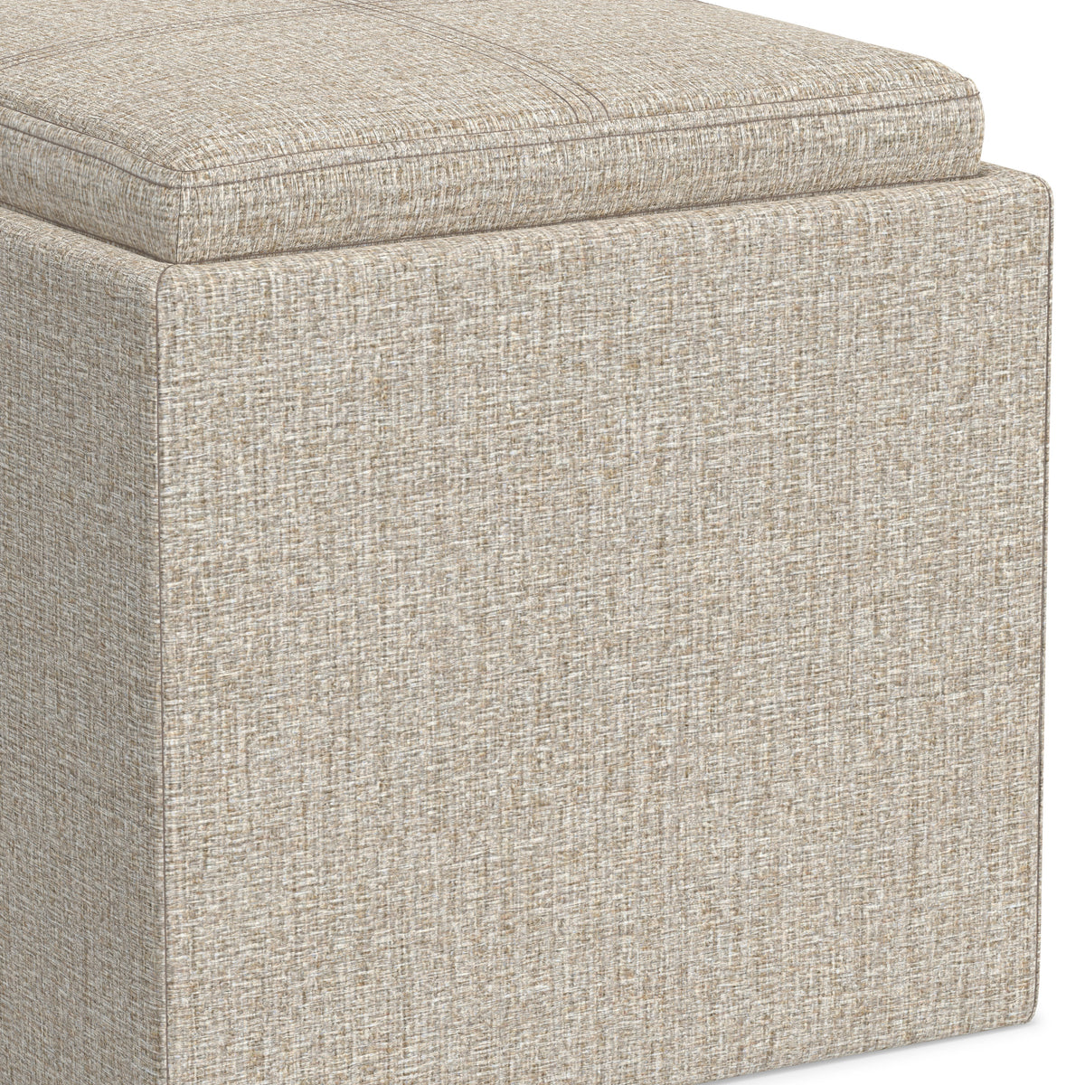 Platinum Linen Style Fabric | Rockwood Cube Storage Ottoman in Linen