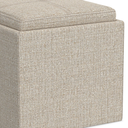 Platinum Linen Style Fabric | Rockwood Cube Storage Ottoman in Linen