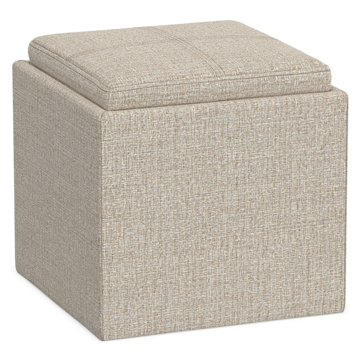 Platinum Linen Style Fabric | Rockwood Cube Storage Ottoman in Linen