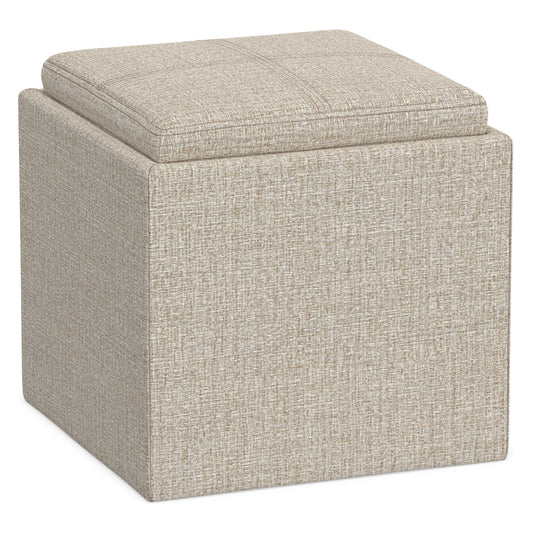 Platinum Linen Style Fabric | Rockwood Cube Storage Ottoman in Linen