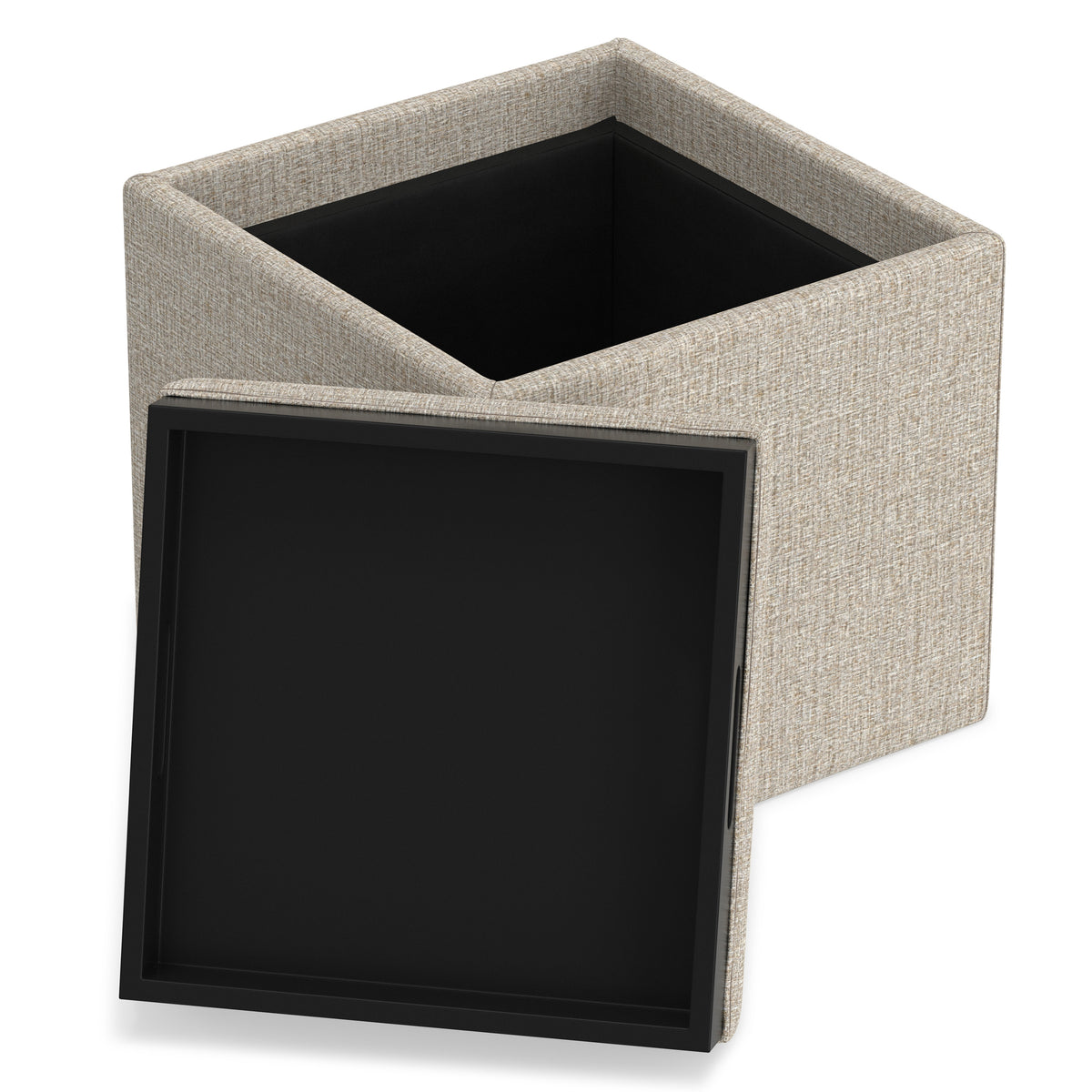 Platinum Linen Style Fabric | Rockwood Cube Storage Ottoman in Linen