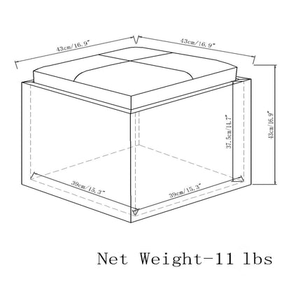 Slate Grey Linen Style Fabric | Rockwood Vegan Leather Cube Storage Ottoman with Tray