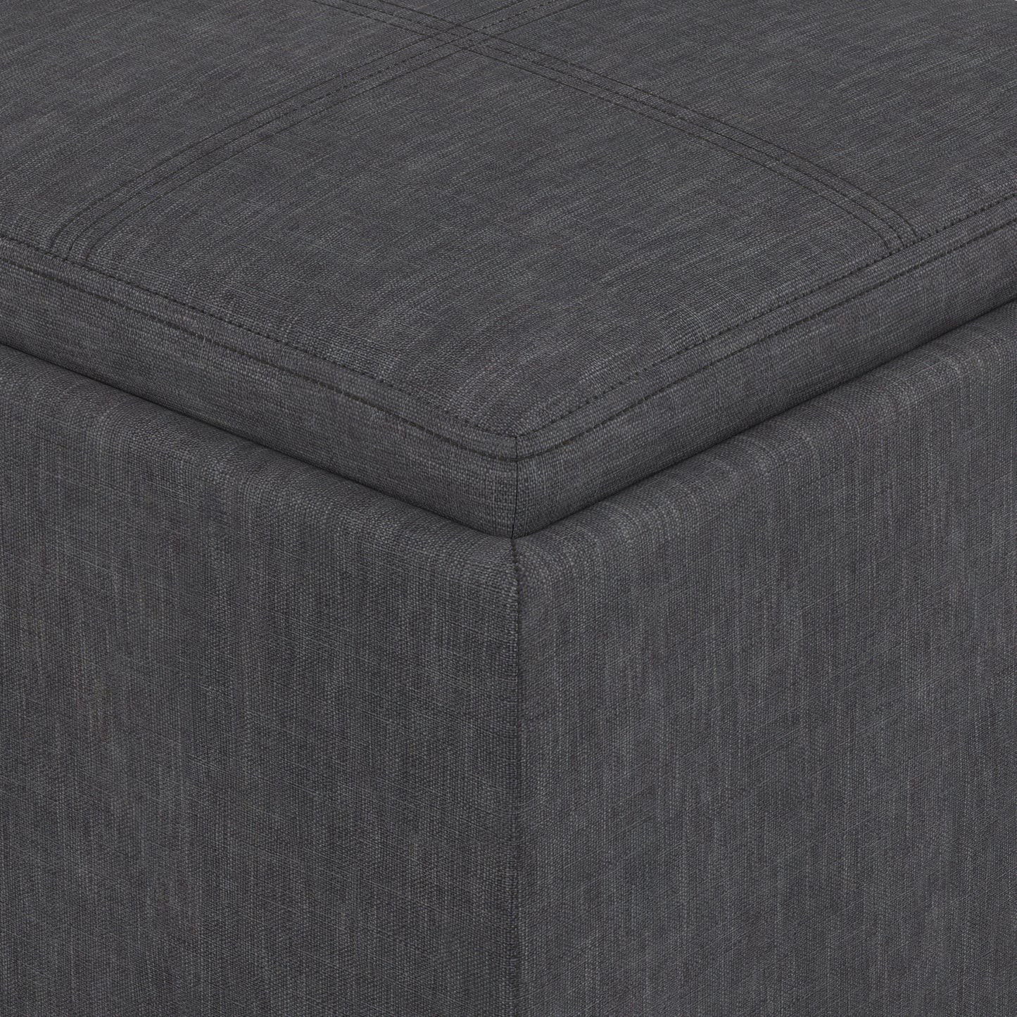 Slate Grey Linen Style Fabric | Rockwood Cube Storage Ottoman in Linen