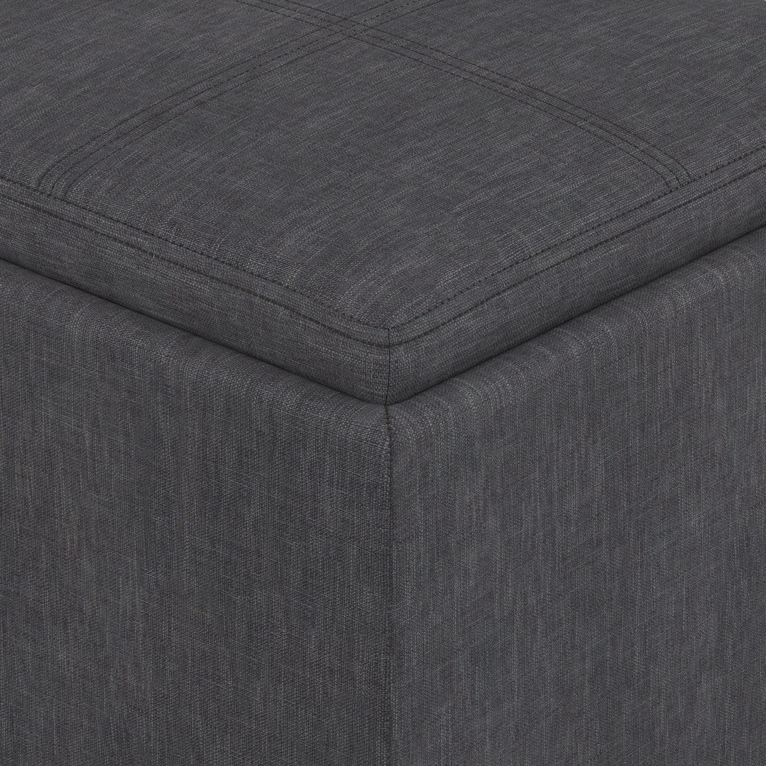 Slate Grey Linen Style Fabric | Rockwood Cube Storage Ottoman in Linen