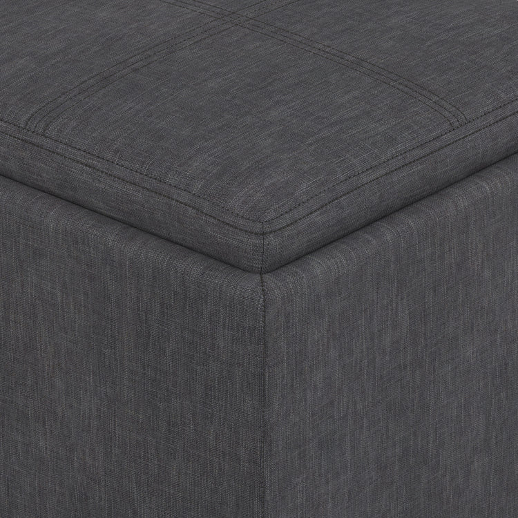 Slate Grey Linen Style Fabric | Rockwood Cube Storage Ottoman in Linen