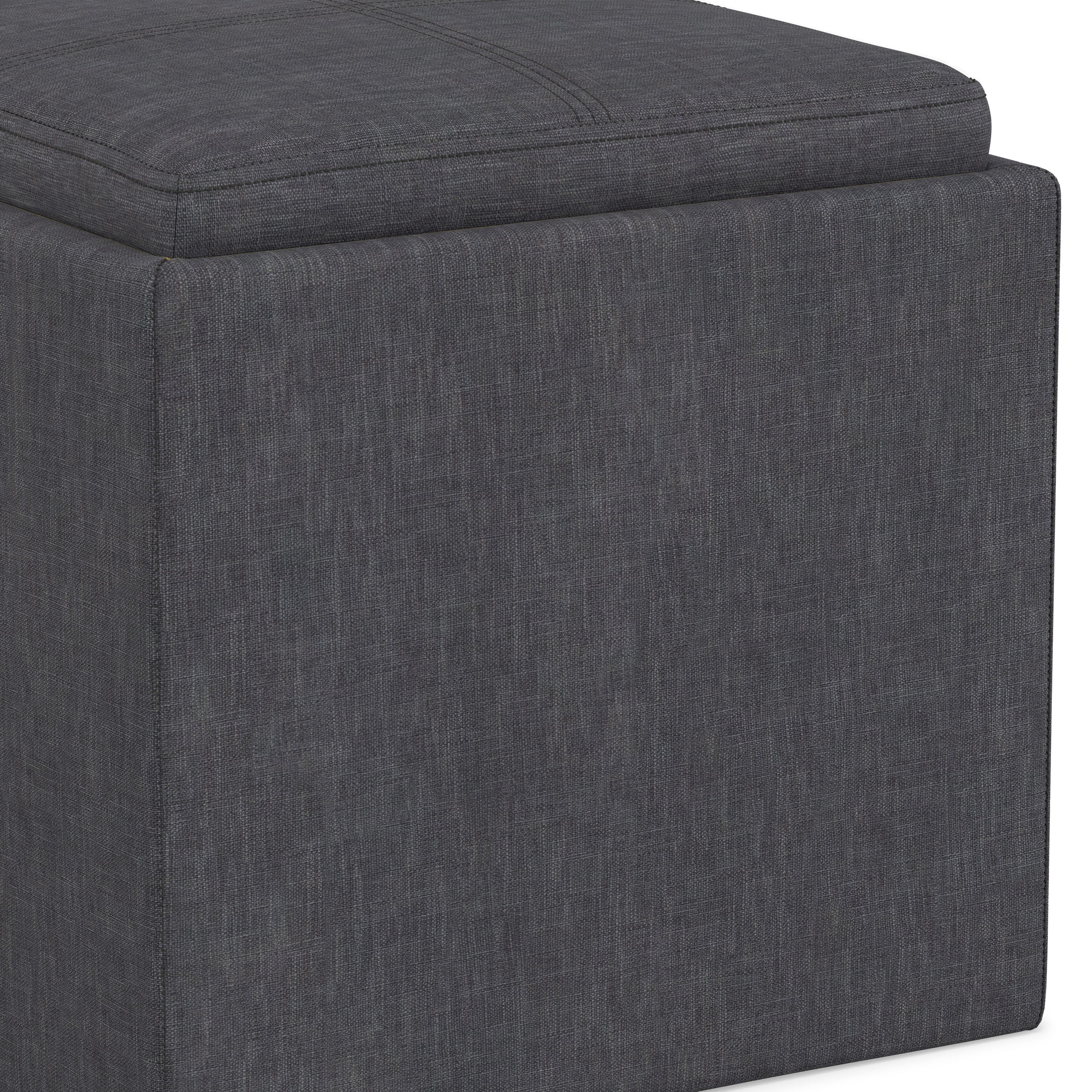 Slate Grey Linen Style Fabric | Rockwood Cube Storage Ottoman in Linen