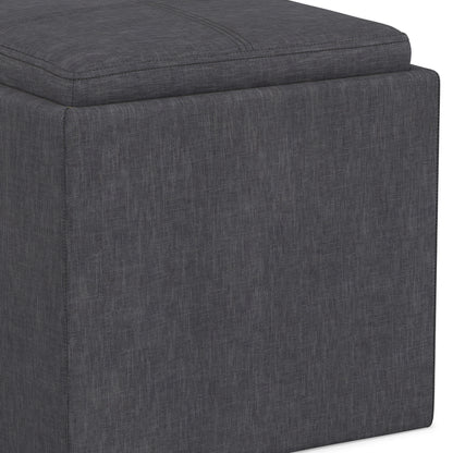 Slate Grey Linen Style Fabric | Rockwood Cube Storage Ottoman in Linen