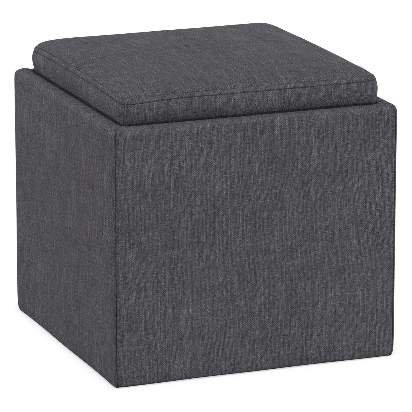 Slate Grey Linen Style Fabric | Rockwood Cube Storage Ottoman in Linen