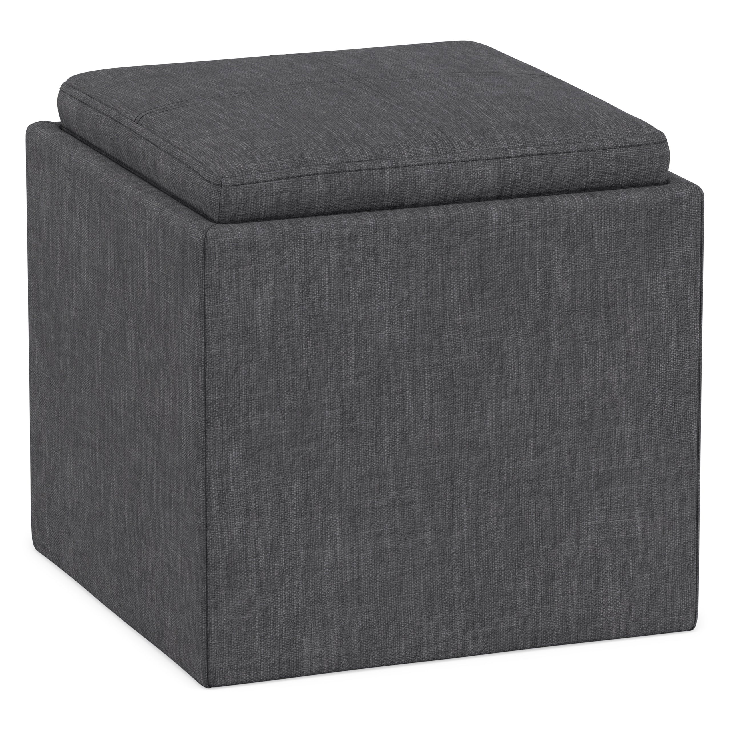 Slate Grey Linen Style Fabric | Rockwood Cube Storage Ottoman in Linen