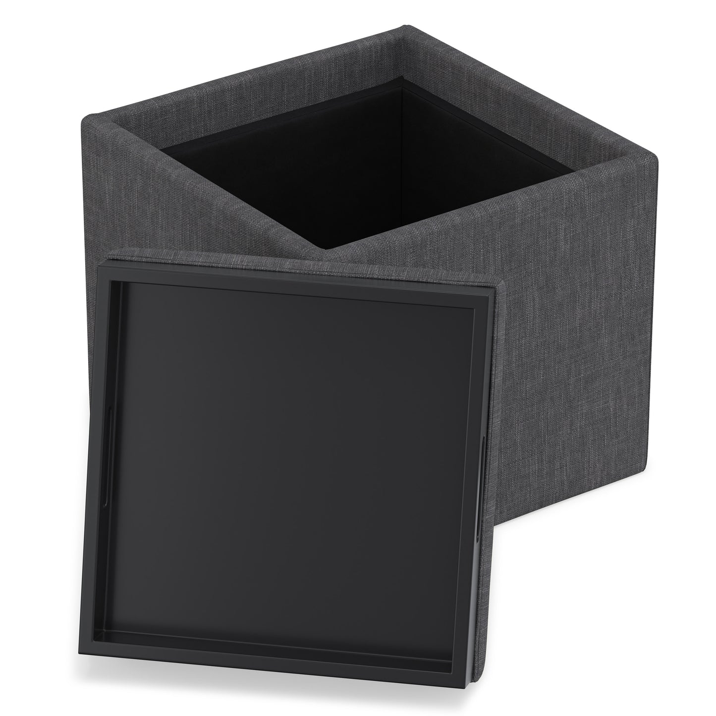 Slate Grey Linen Style Fabric | Rockwood Cube Storage Ottoman in Linen