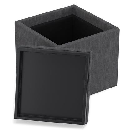 Slate Grey Linen Style Fabric | Rockwood Cube Storage Ottoman in Linen