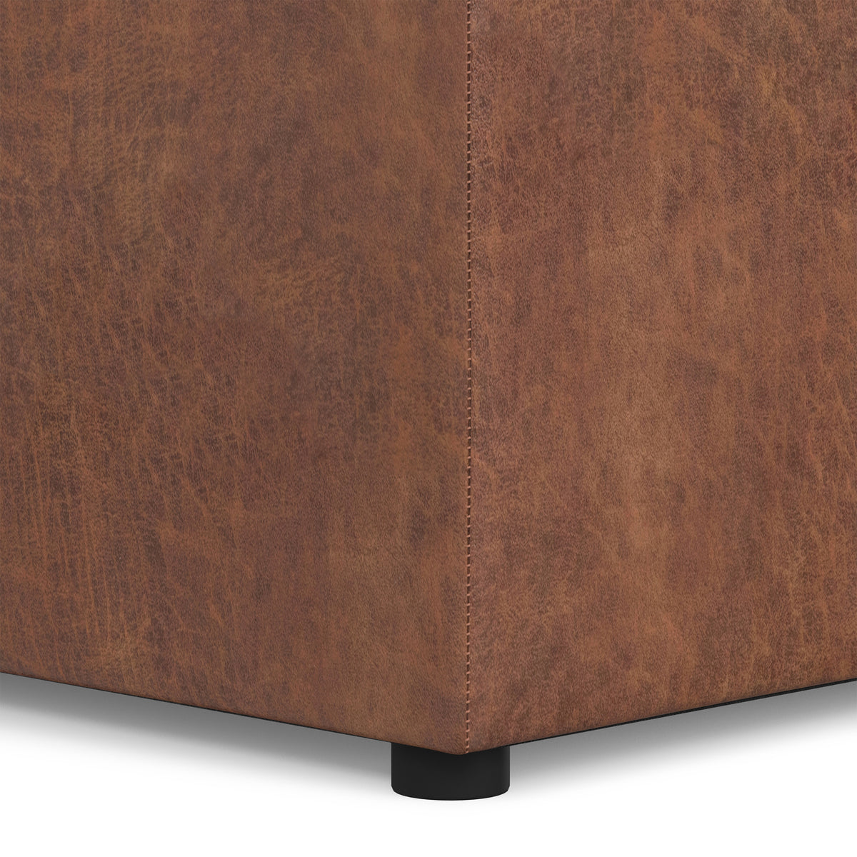 Distressed Saddle Brown | Rockwood 24 inch Square Storage Ottoman with Tray Top