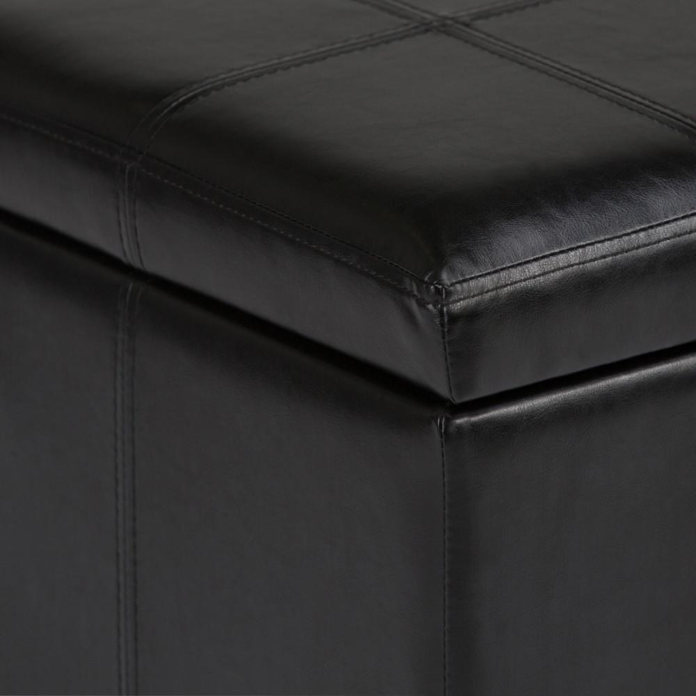 Midnight Black Vegan Leather | Amelia Storage Ottoman Bench