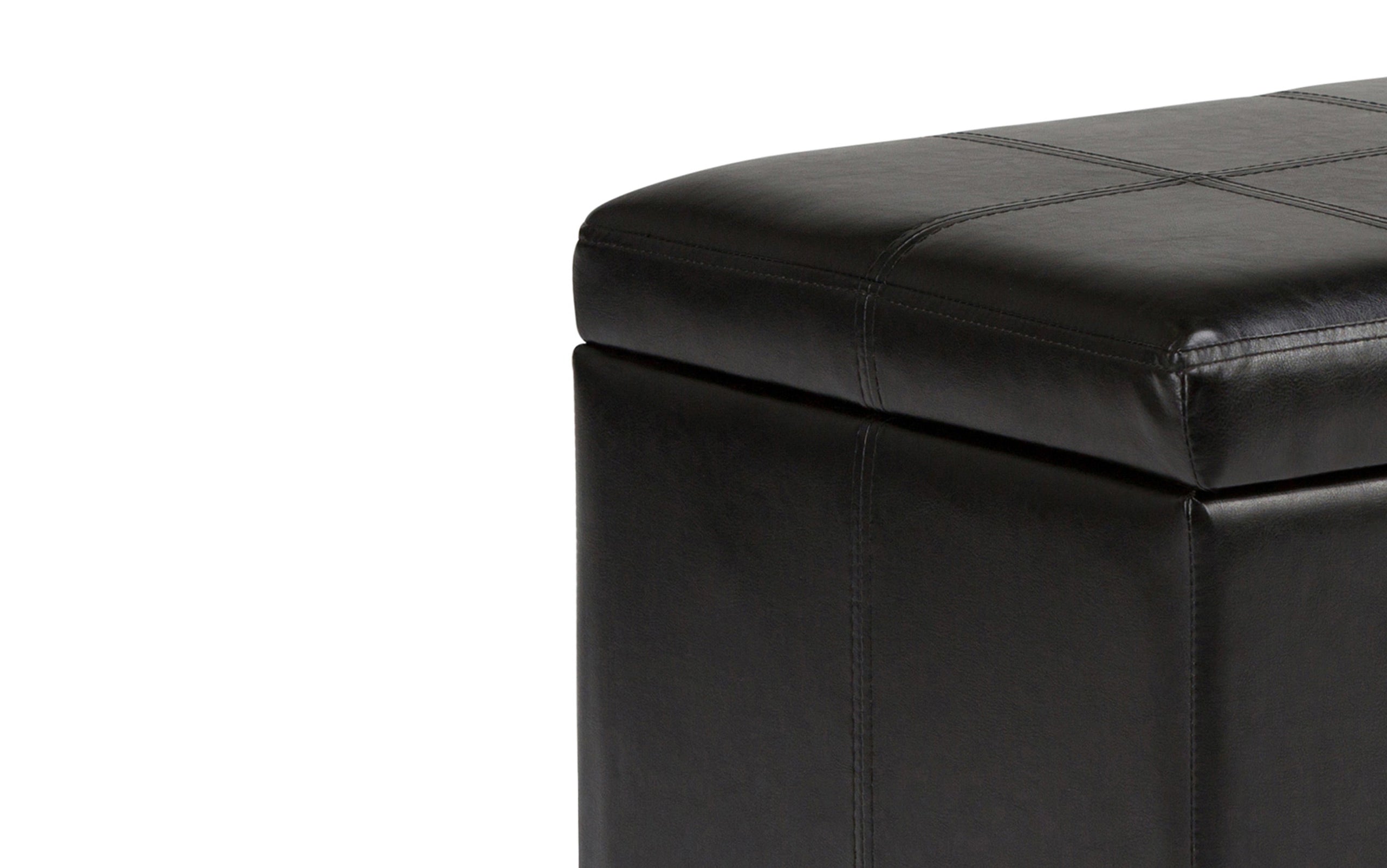 Midnight Black Vegan Leather | Amelia Storage Ottoman Bench