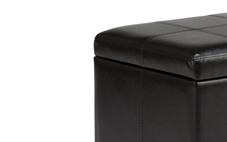 Midnight Black Vegan Leather | Amelia Storage Ottoman Bench