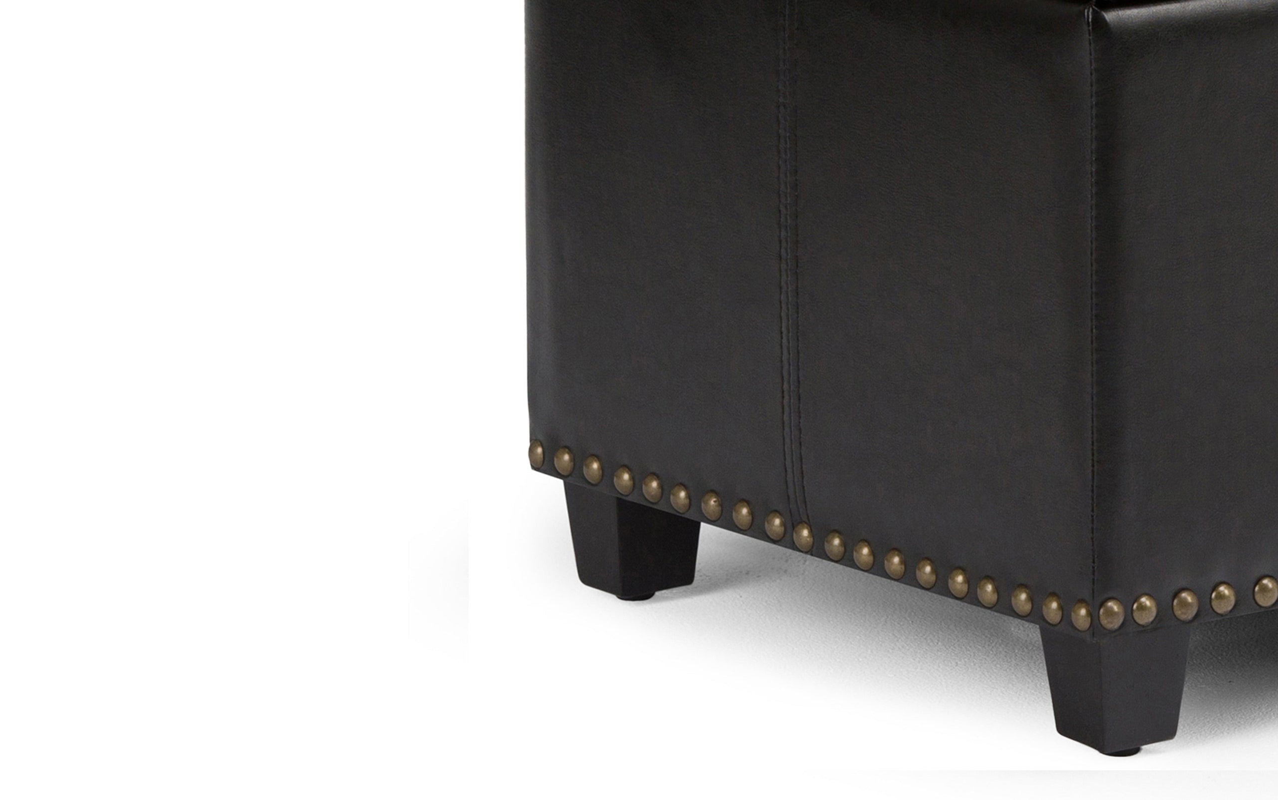 Midnight Black Vegan Leather | Amelia Storage Ottoman Bench