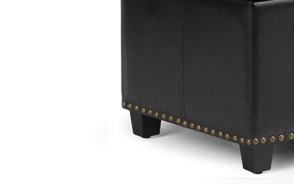 Midnight Black Vegan Leather | Amelia Storage Ottoman Bench