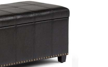 Midnight Black Vegan Leather | Amelia Storage Ottoman Bench