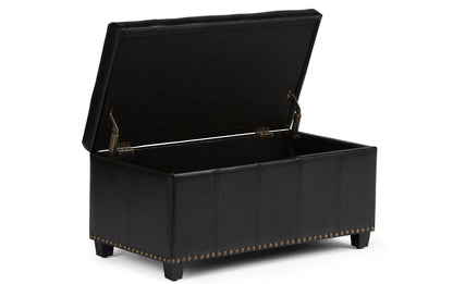 Midnight Black Vegan Leather | Amelia Storage Ottoman Bench